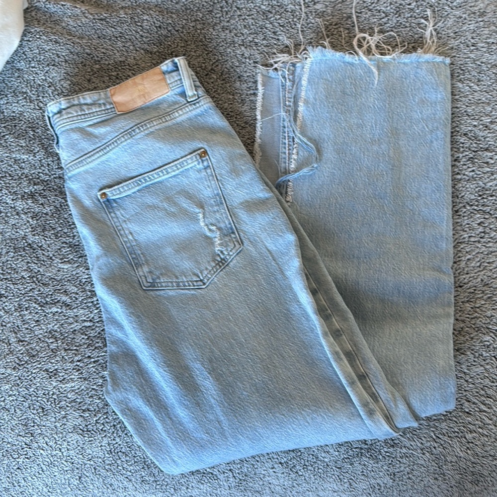 Zara, High-rise Ripped Jeans